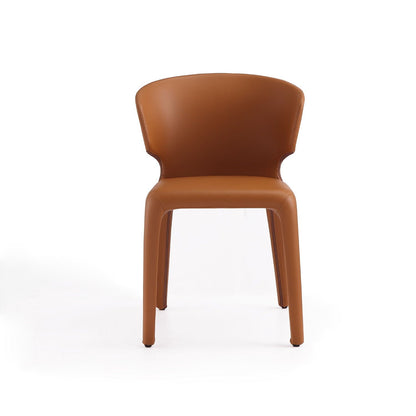 Conrad dining chair with tan leather upholstery and metal frame on Tampa Home & Garden Store