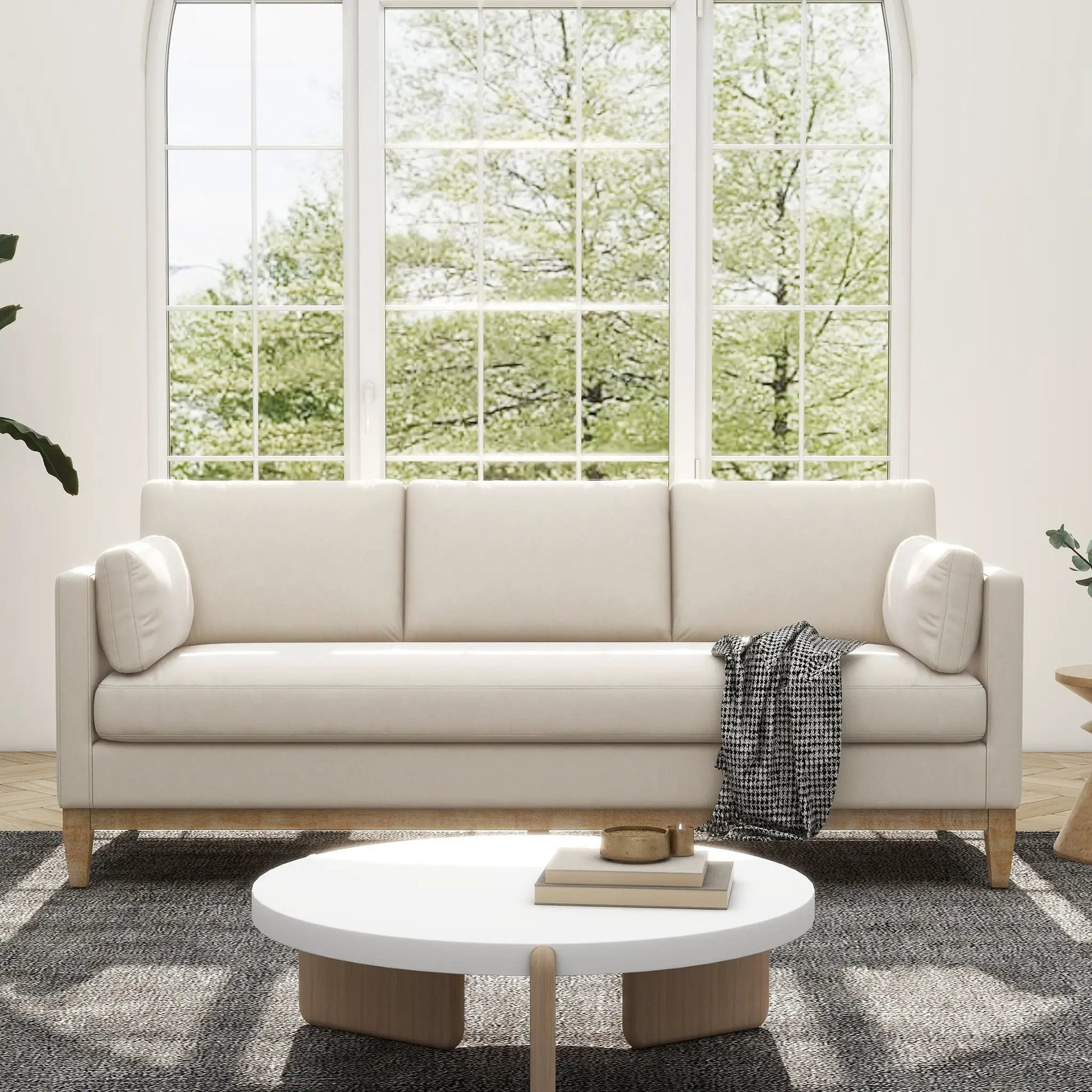 Knox Modern Farmhouse Sofa beige fabric stationary sofa by Unique Piece Furniture on Tampa Home & Garden Store