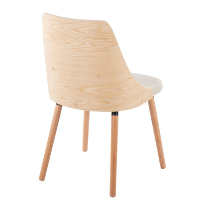 Mid Century Modern wooden chair with curved back and beige padded seat on Tampa Home & Garden Store