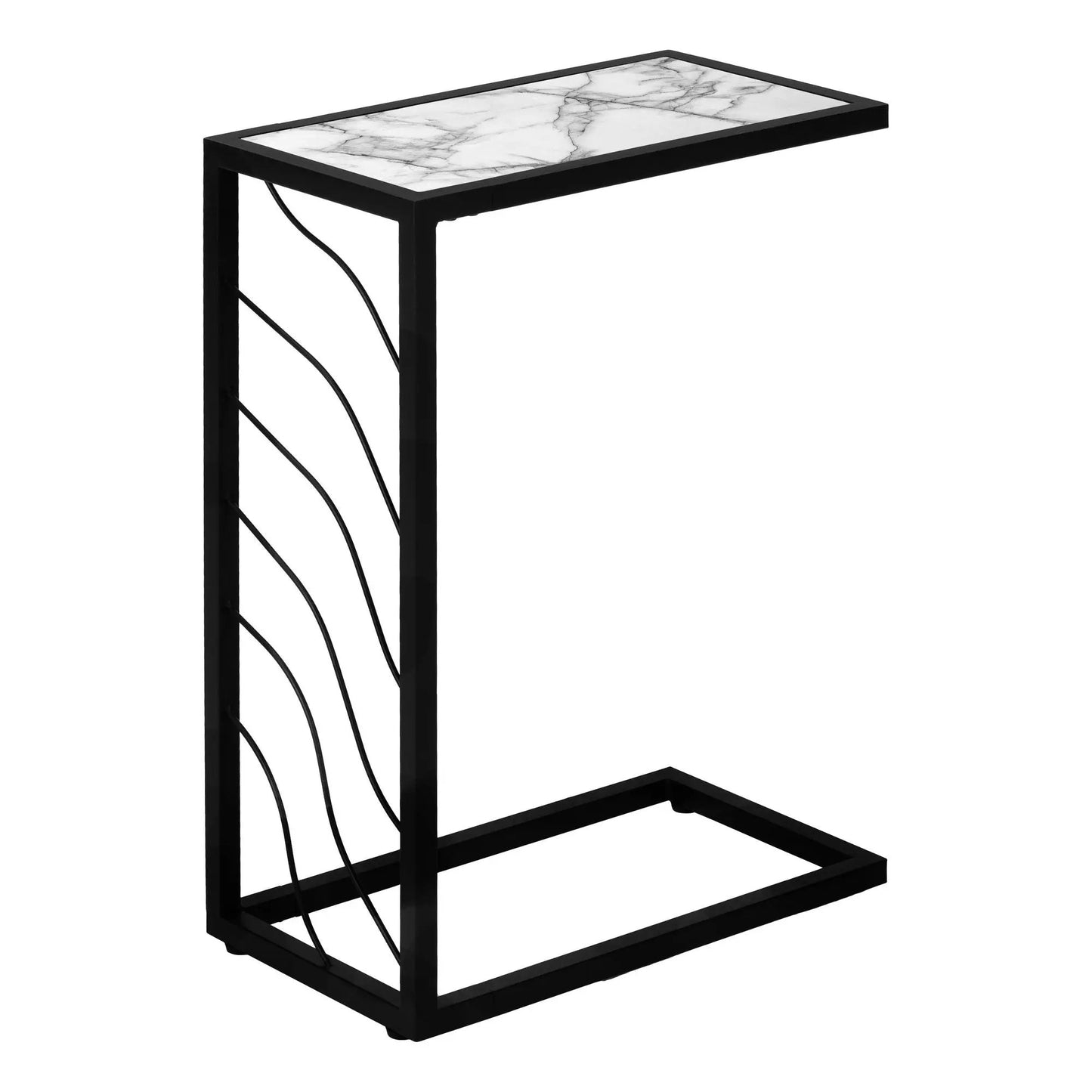 C-shaped accent table in black metal with white marble top by Unique Piece Furniture on Tampa Home & Garden Store