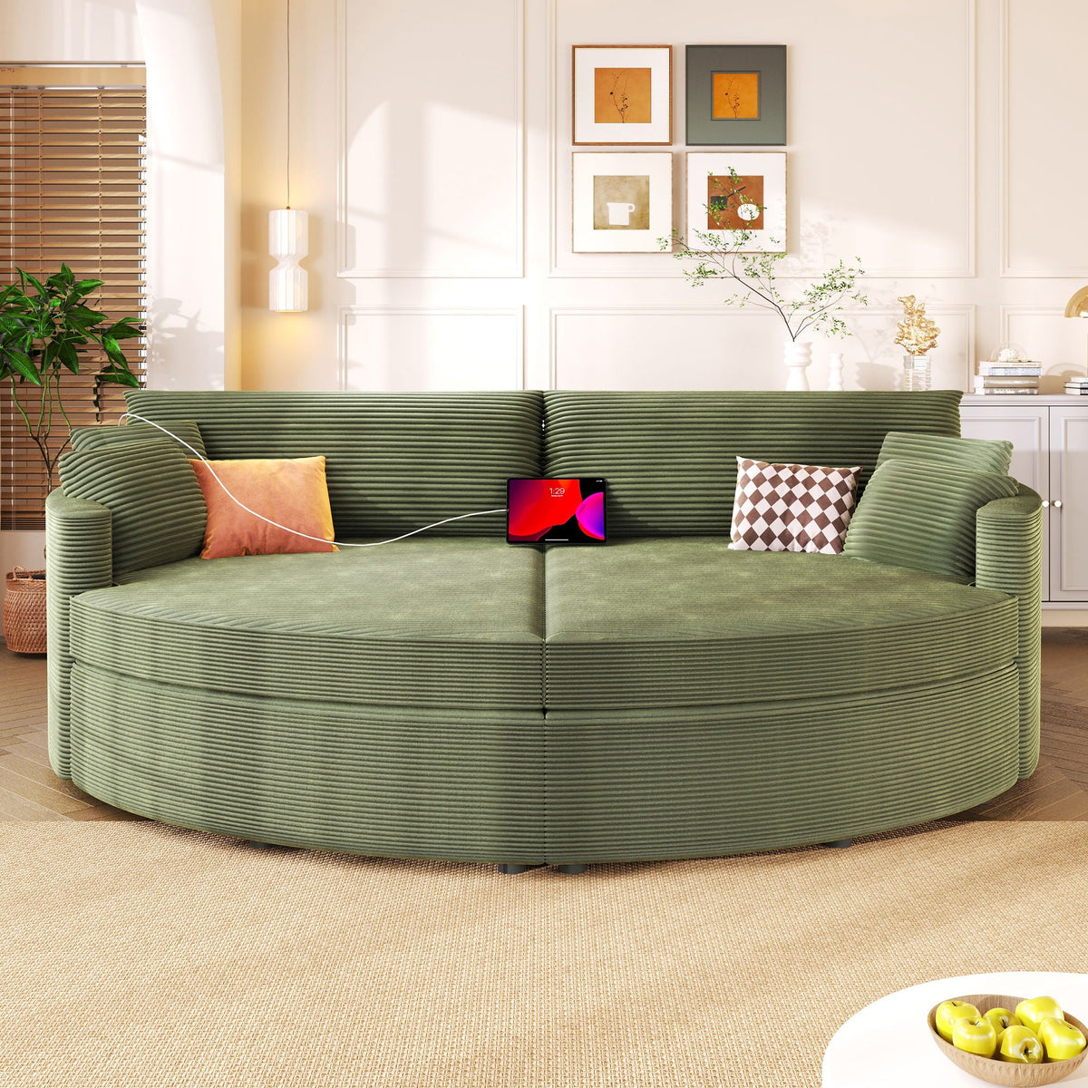 Oversized Double Chaise Sofa With USB Ports