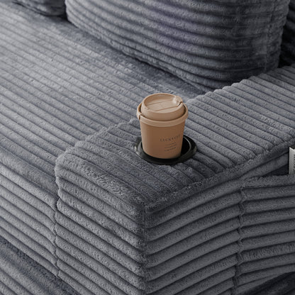 Soft Corduroy Convertible Sofa and Bed Set