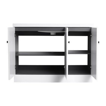 HouseOfZazla freestanding bath vanity with resin sink, white top and dark gray frame on Tampa Home & Garden Store