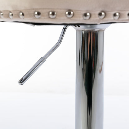 Swivel adjustable-height barstool set of 2, chrome pedestal, beige upholstery HouseOfZazla on Tampa Home & Garden Store