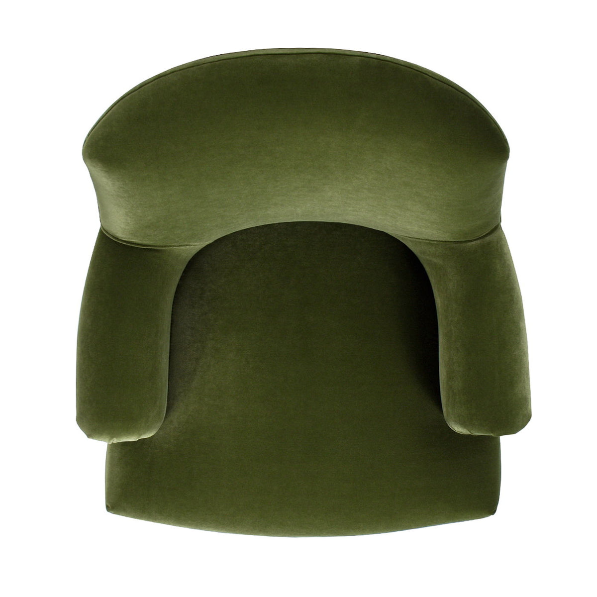 Eloise design pleated sock-arm accent armchair in olive green velvet with curved back on Tampa Home & Garden Store
