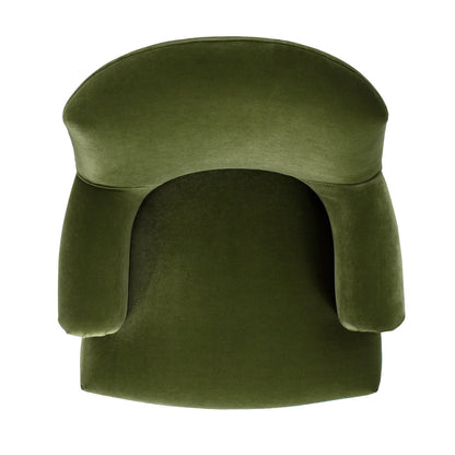 Eloise design pleated sock-arm accent armchair in olive green velvet with curved back on Tampa Home & Garden Store