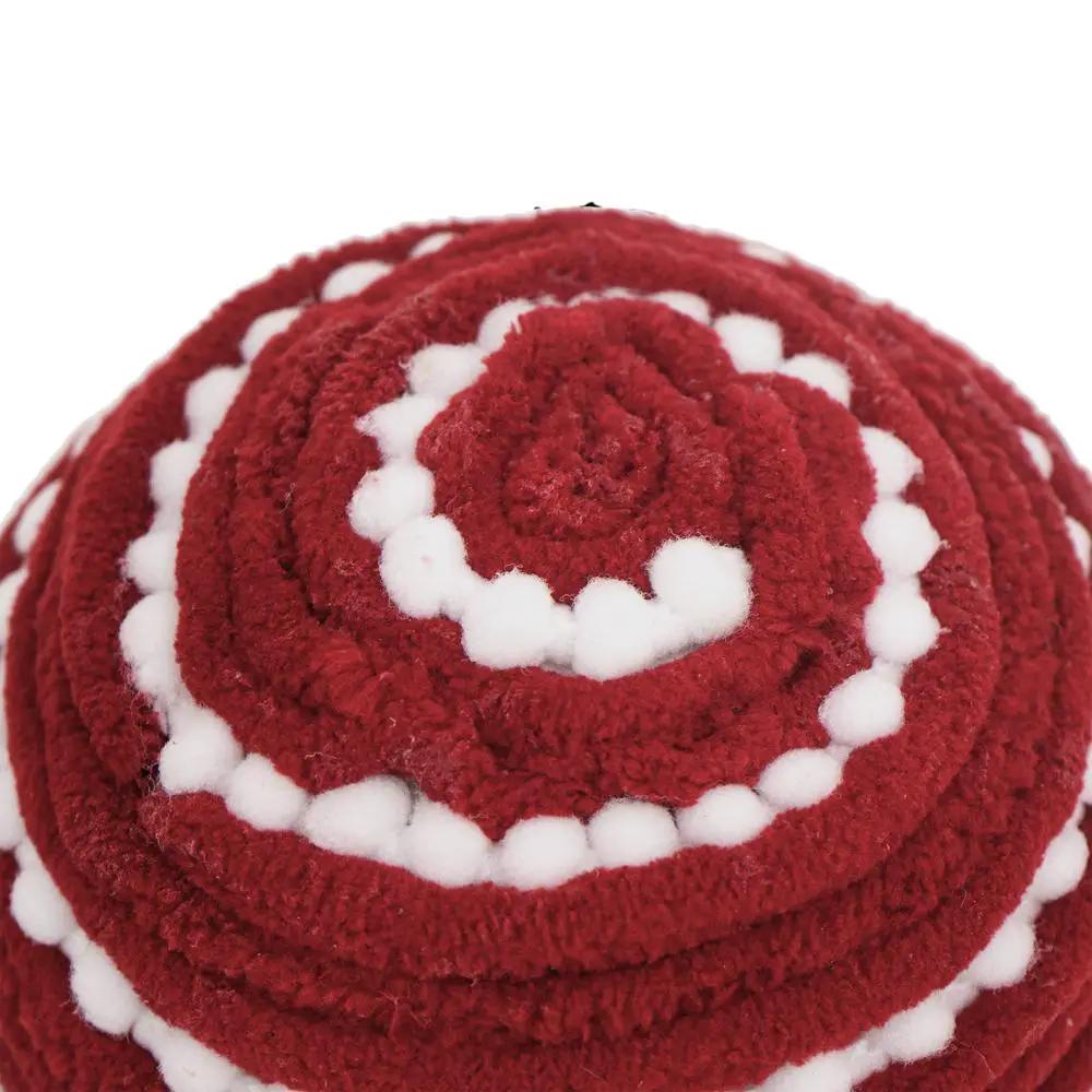 Christmas ball ornaments 12, red plush balls with white pom accents, Unique Piece Furniture on Tampa Home & Garden Store