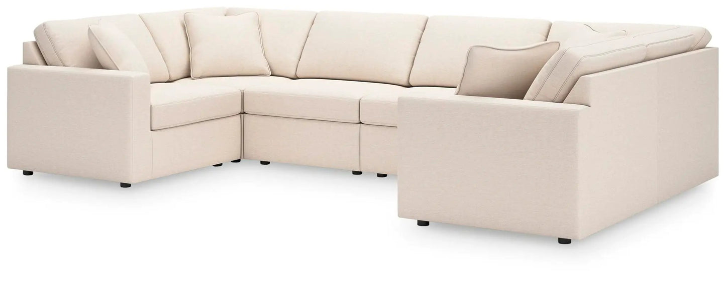 Modmax Sectional Oyster L-shaped beige stationary sofa with cushions by Unique Piece Furniture on Tampa Home & Garden Store