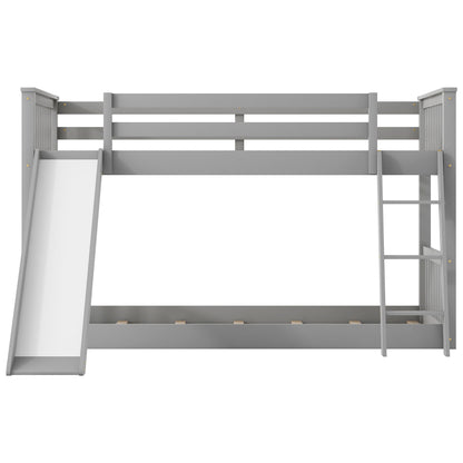 Gray wooden bunk bed with built-in slide and ladder by HouseOfZazla on Tampa Home & Garden Store