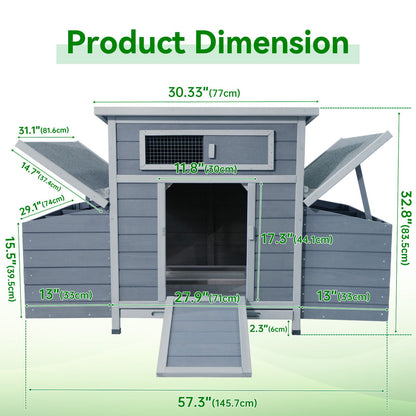 Large chicken coop outdoor hen house with dual nesting boxes in gray wood by HouseOfZazla on Tampa Home & Garden Store