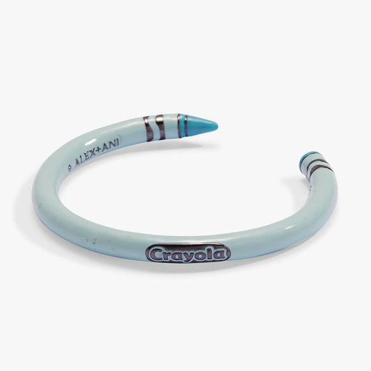 Crayola Robin's Egg Blue Crayon Cuff bracelet by Alex and Ani with black striped accents on Tampa Home & Garden Store