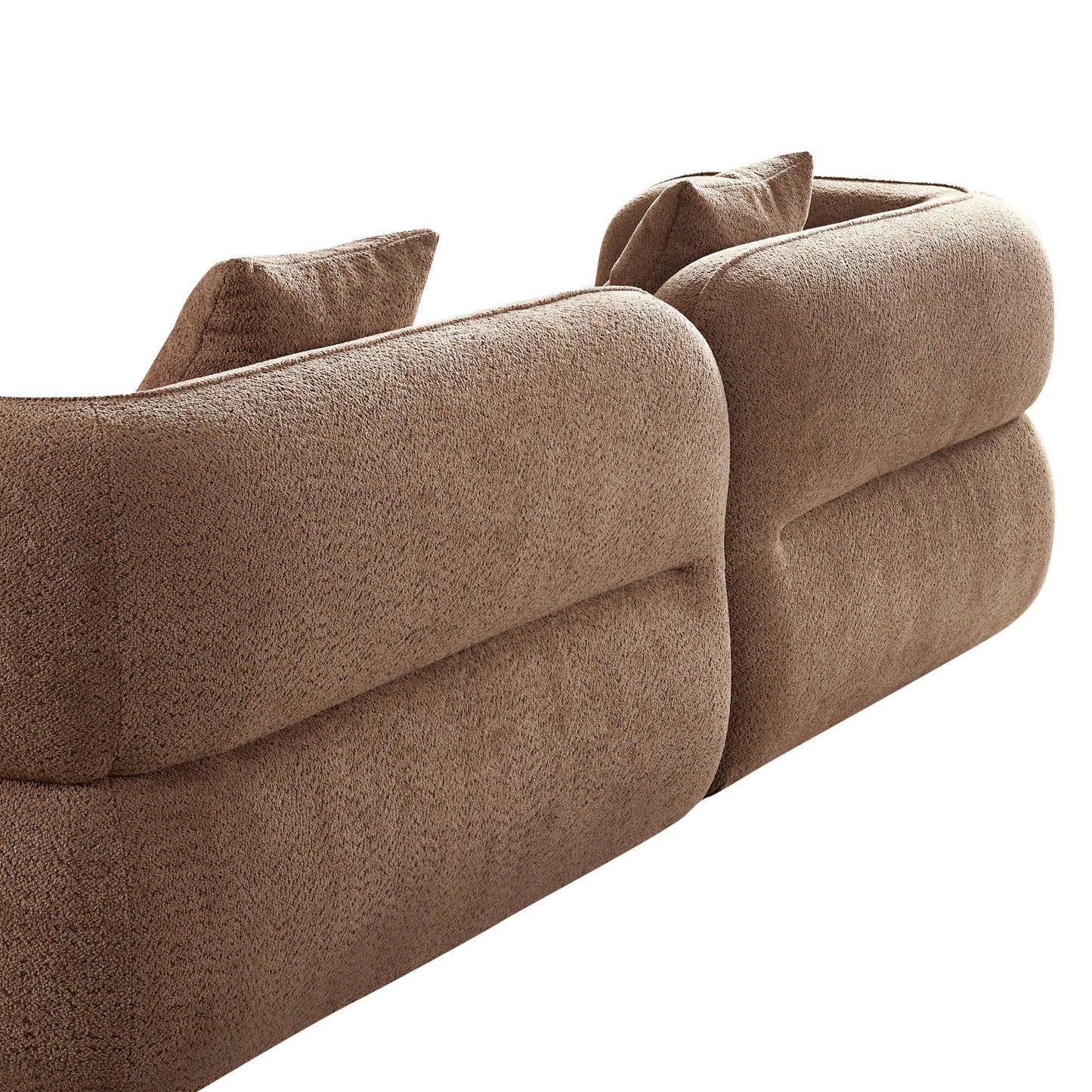 Sectional sofa brown textured fabric with plush cushions and rounded arms on Tampa Home & Garden Store