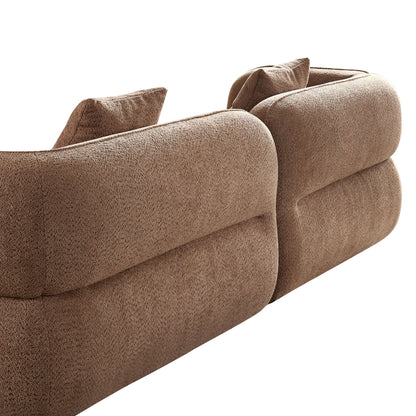 Sectional sofa brown textured fabric with plush cushions and rounded arms on Tampa Home & Garden Store
