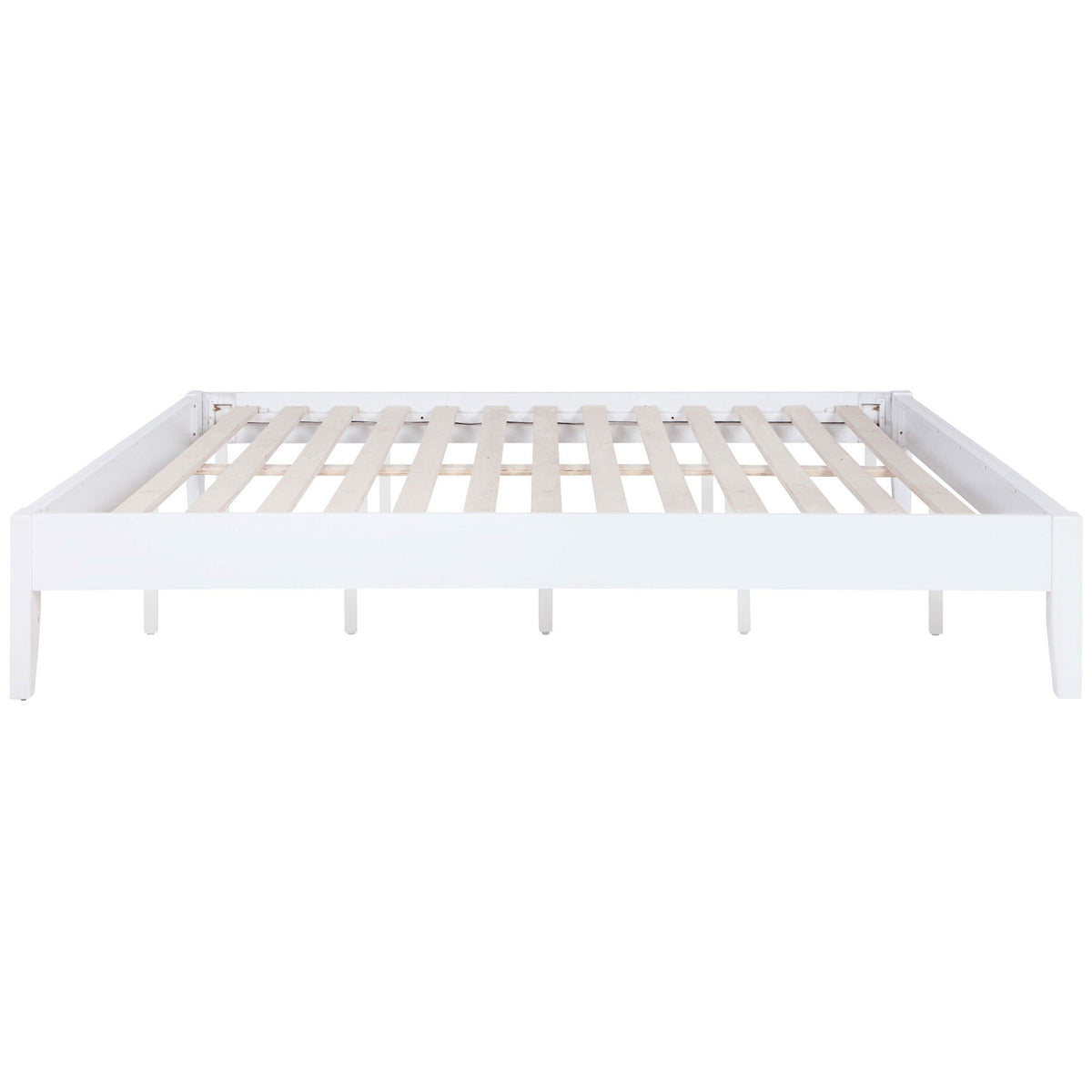 Hounslow platform bed frame by HouseOfZazla, white finish with slatted base and sturdy legs on Tampa Home & Garden Store