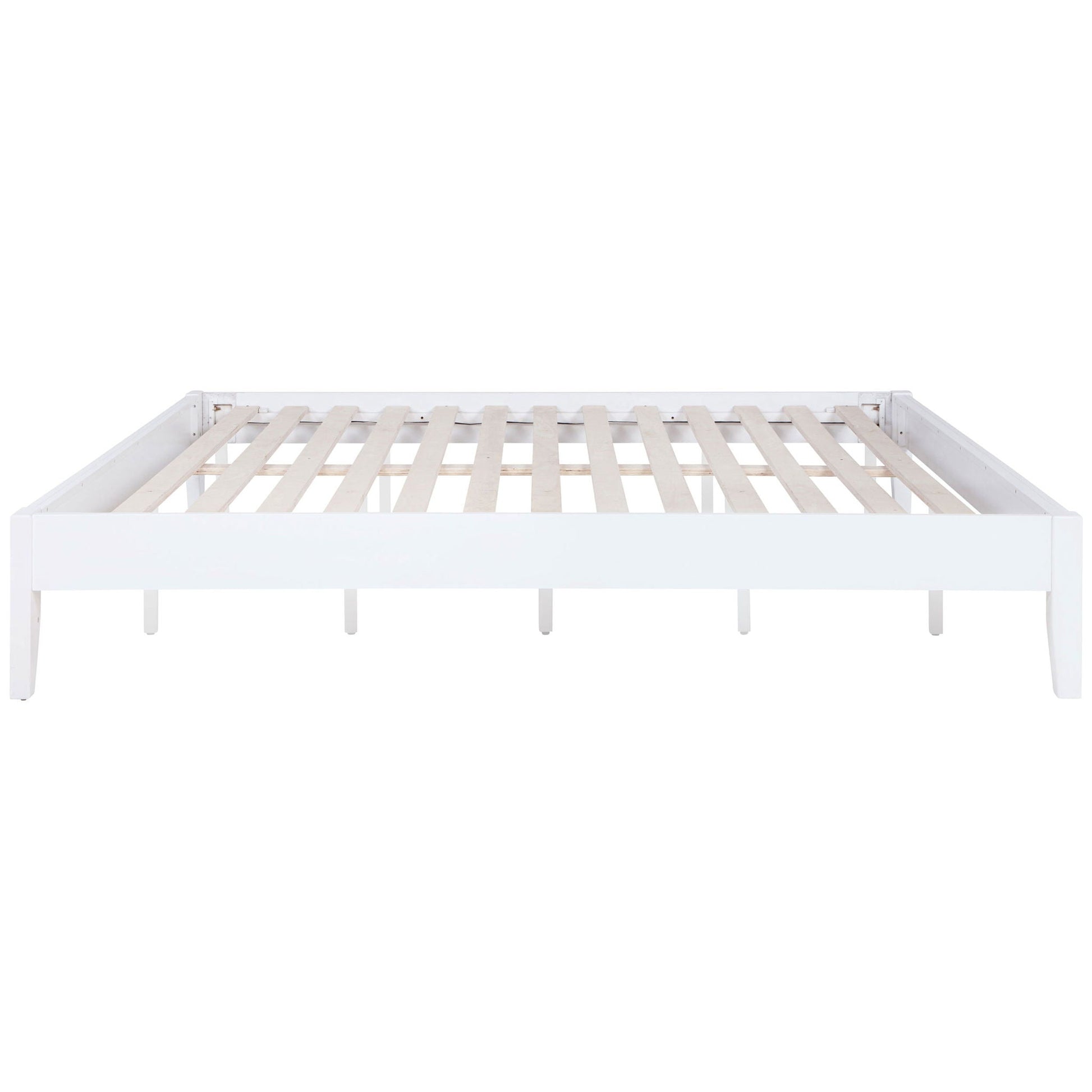 Hounslow platform bed frame by HouseOfZazla, white finish with slatted base and sturdy legs on Tampa Home & Garden Store