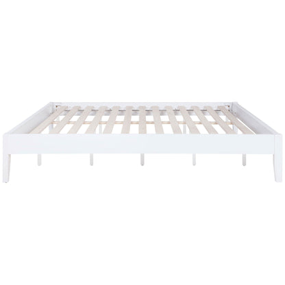 Hounslow platform bed frame by HouseOfZazla, white finish with slatted base and sturdy legs on Tampa Home & Garden Store