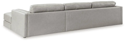 Amiata stationary sectional sofa in light gray upholstery with 3 back cushions on Tampa Home & Garden Store