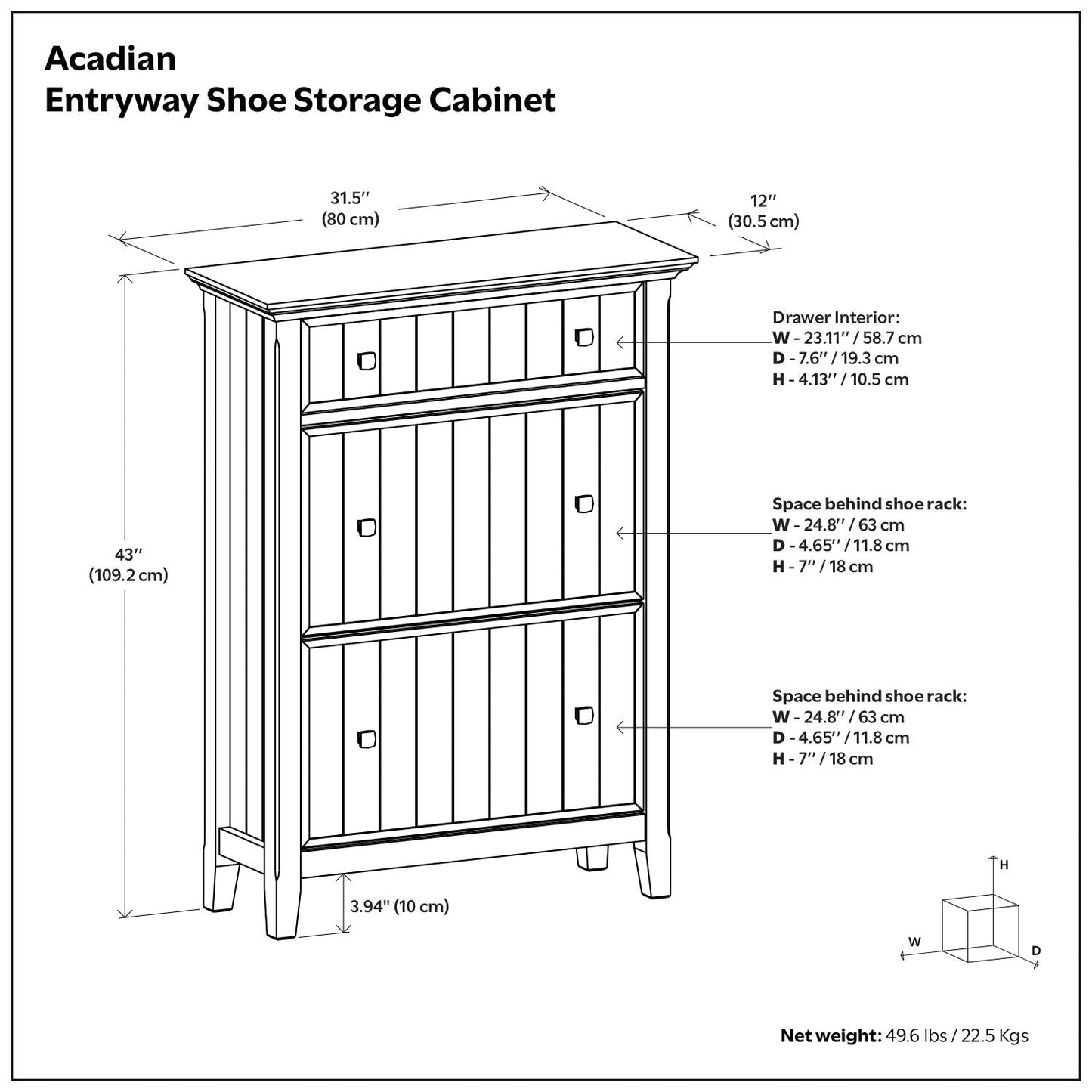 Acadian Entryway Shoe Storage Cabinet, brown by HouseOfZazla; top drawer with slatted doors on Tampa Home & Garden Store