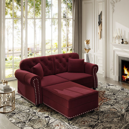 Upholstered Sofa Set with Nailhead and Pillows