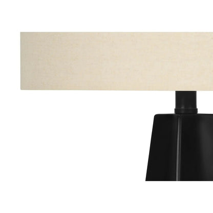 Table lamp black resin base with beige fabric shade modern style Unique Piece Furniture on Tampa Home & Garden Store