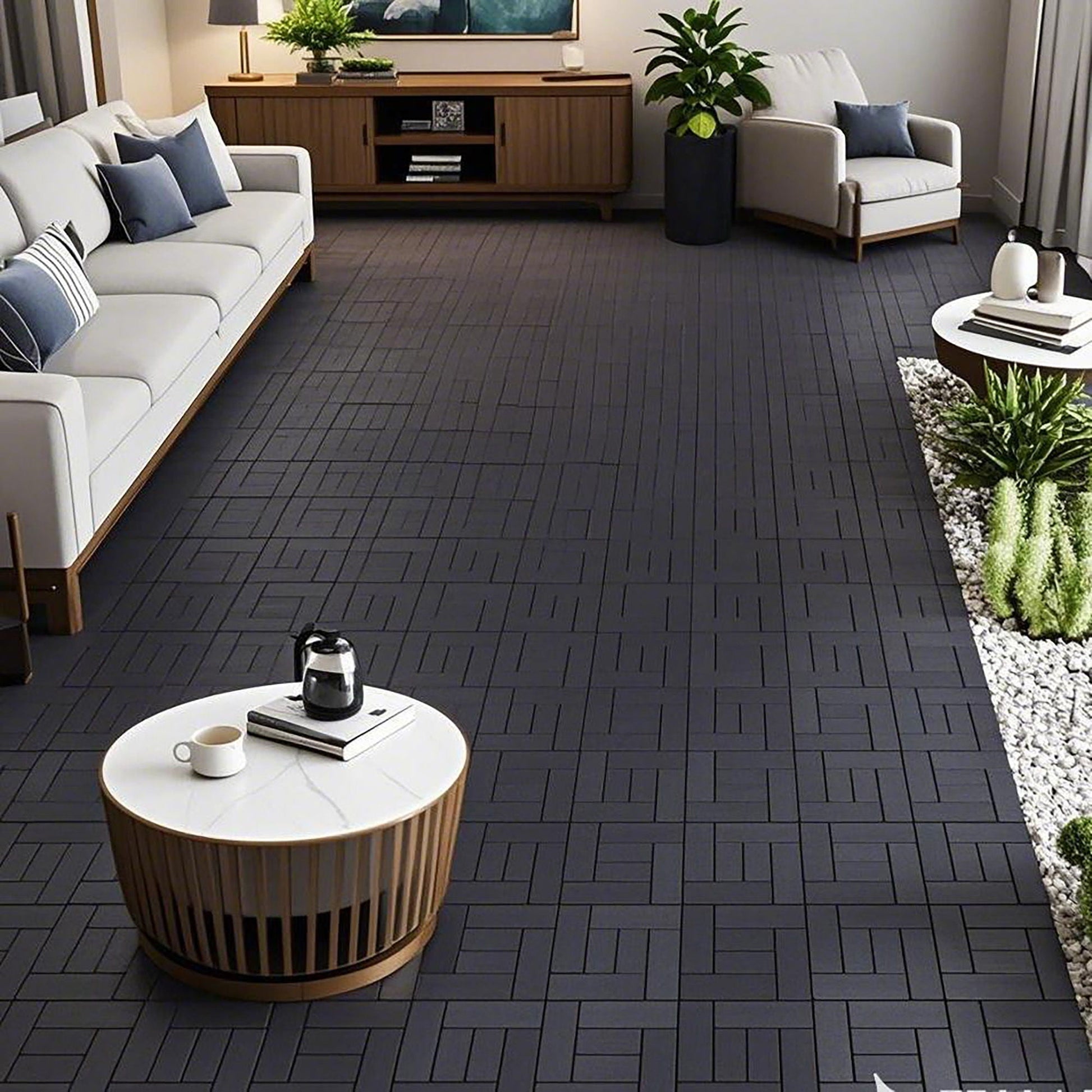 Deck Tiles interlocking black patio flooring for outdoor or indoor use, HouseOfZazla on Tampa Home & Garden Store