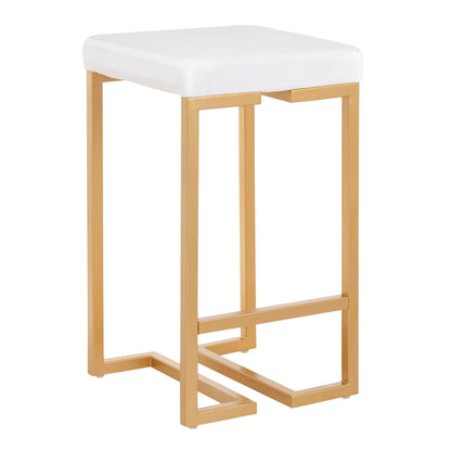 Midas Contemporary Glam Counter Stool Set white padded seat with gold frame HouseOfZazla on Tampa Home & Garden Store