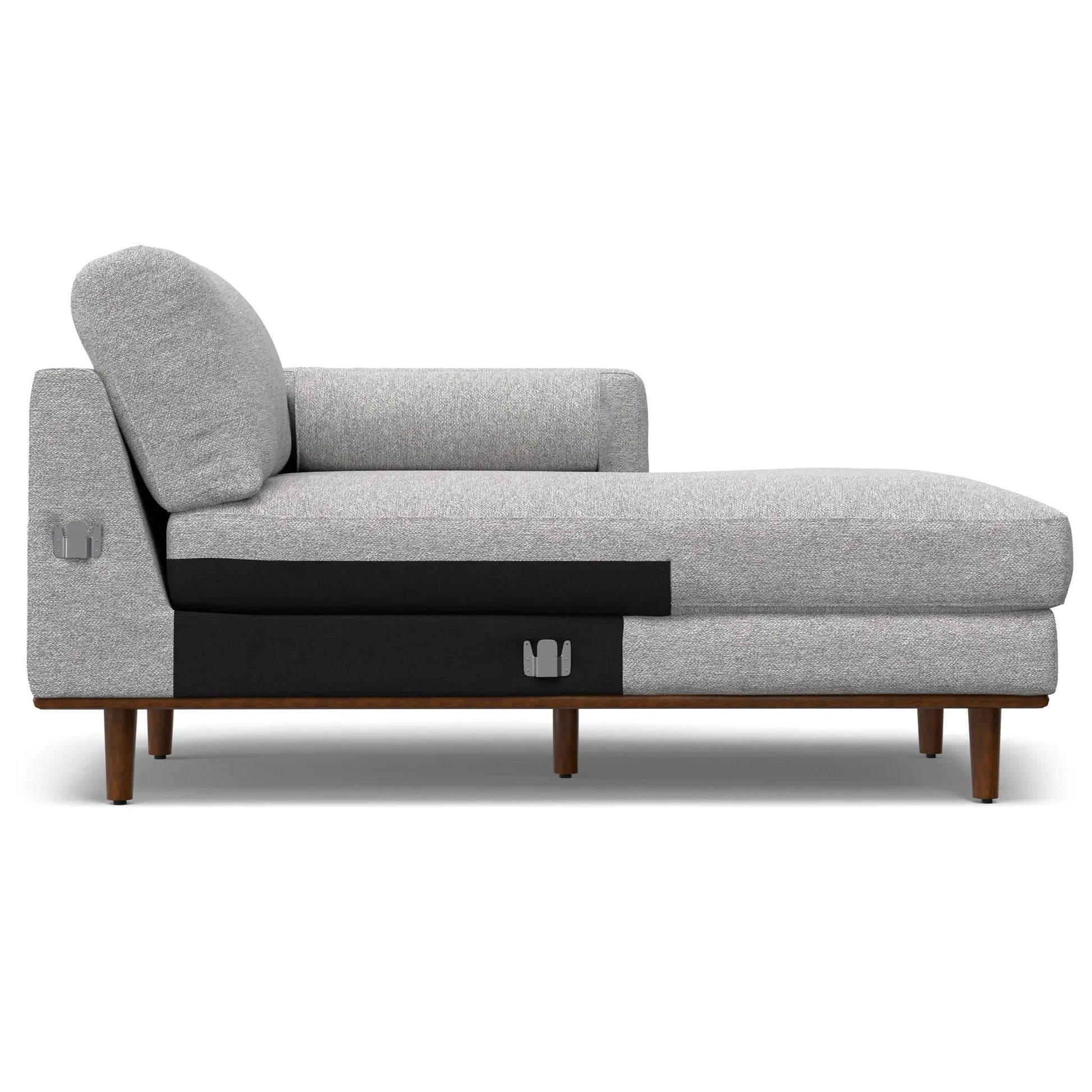 Morrison Upholstered Sectional Sofa gray textured fabric with wooden legs on Tampa Home & Garden Store