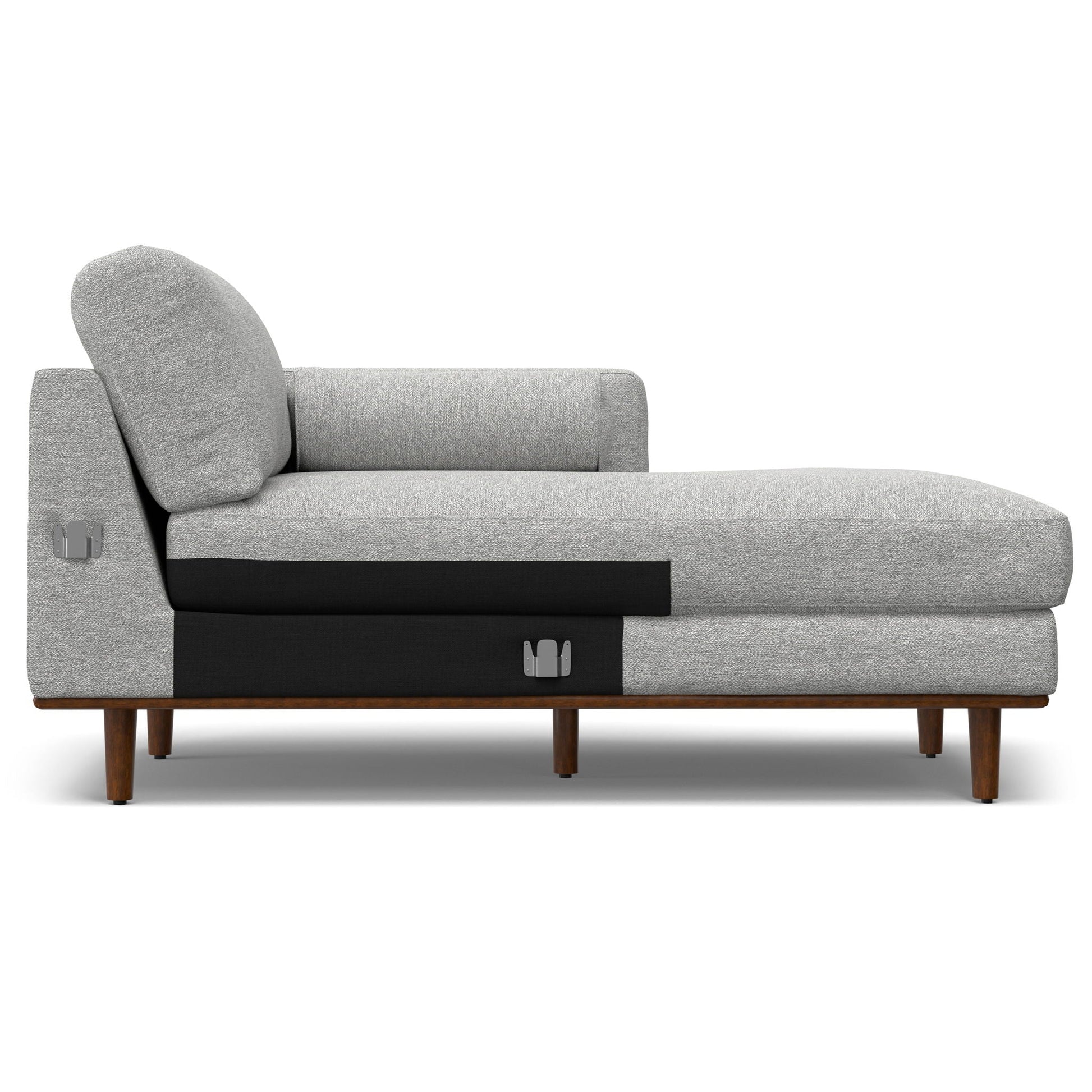Morrison Upholstered Sectional Sofa in light gray textured fabric with wooden legs on Tampa Home & Garden Store