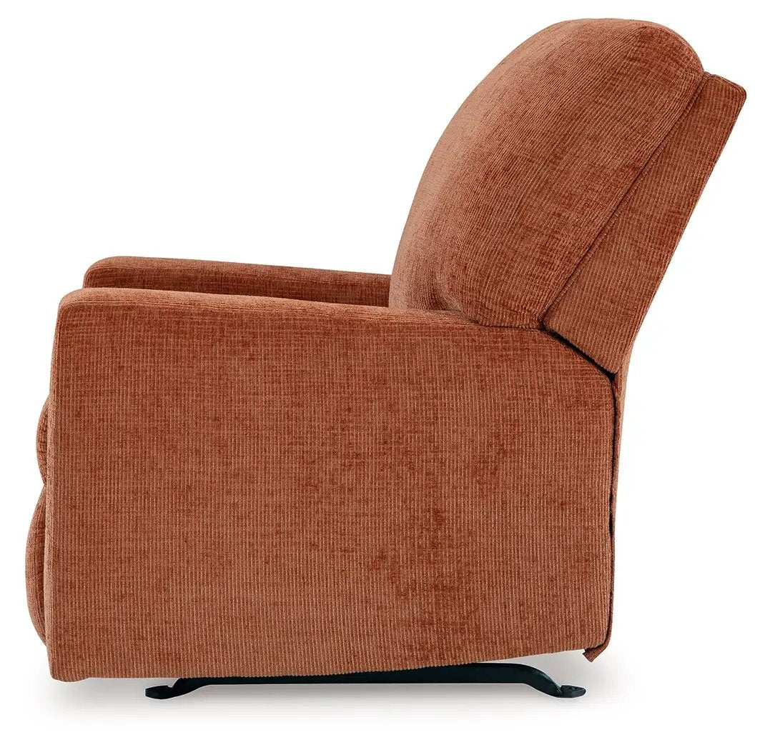 Aviemore rocker recliner in rust orange fabric by Unique Piece Furniture on Tampa Home & Garden Store