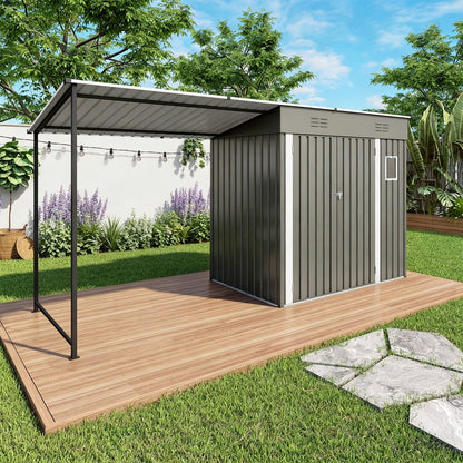 Heavy Gray Storage Shed and the Pergola Combo