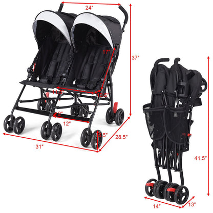 Foldable Twin Baby Double Stroller Ultralight Umbrella Kids Stroller - Tampa Home & Garden Store