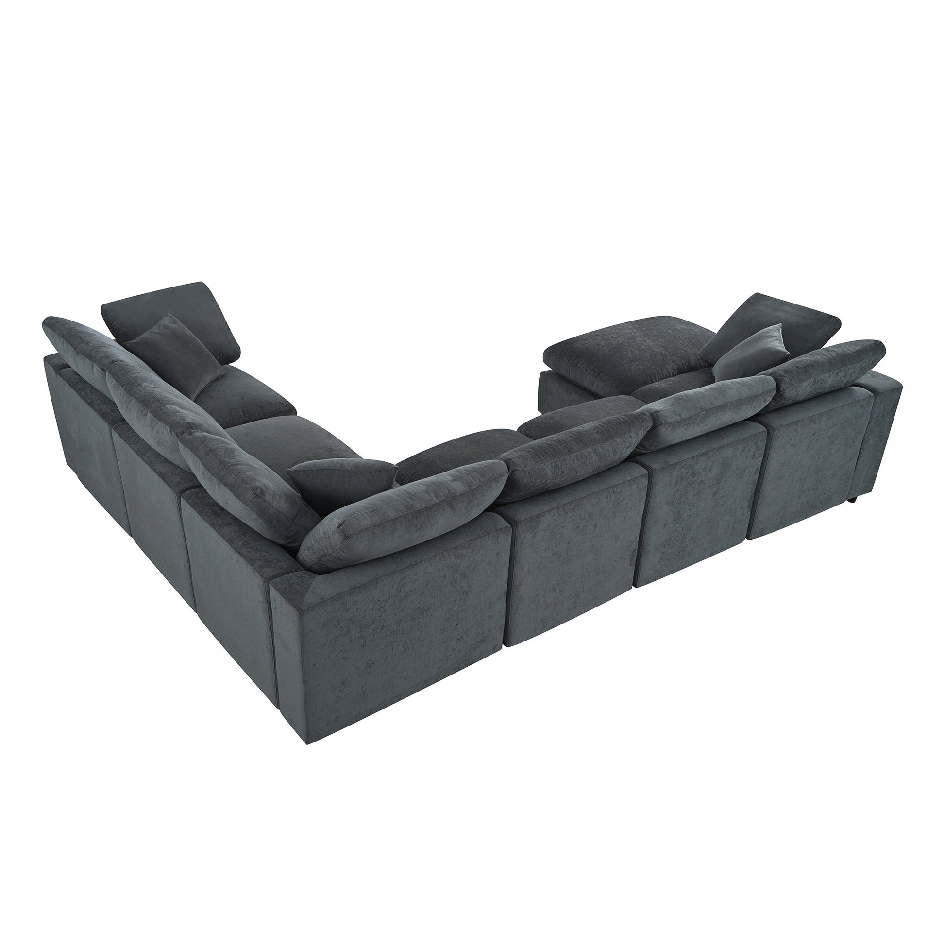 U_Style 120.8in Extra Large Modular Sectional Sofa in dark gray velvet by HouseOfZazla on Tampa Home & Garden Store