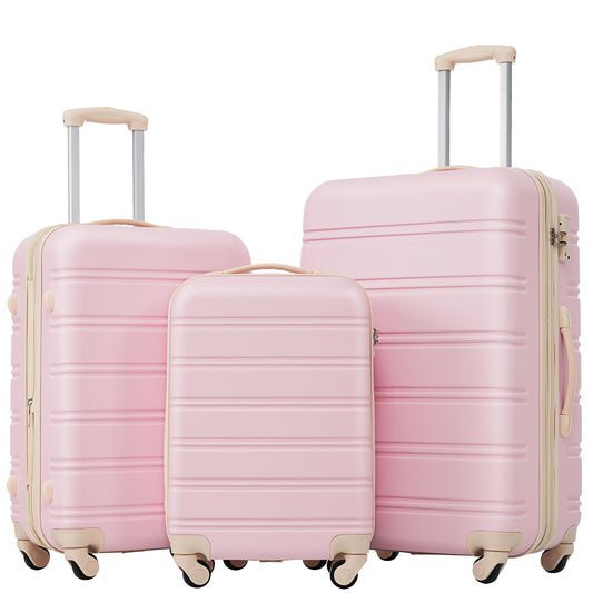 3-piece HouseOfZazla pink hardside luggage set with TSA locks and spinner wheels 20/24/28 on Tampa Home & Garden Store