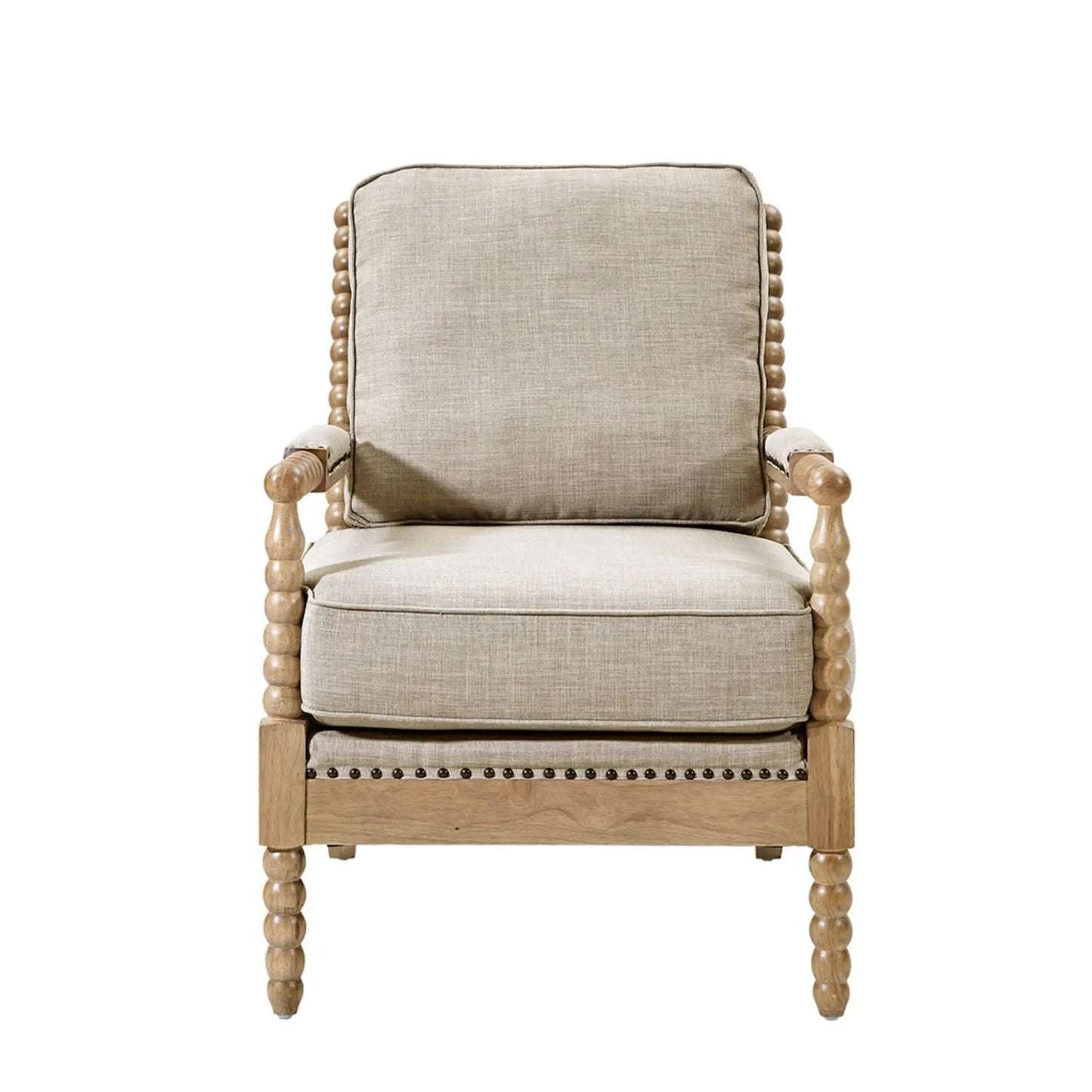 Arm Chair With Back Spindle Design and Cushions