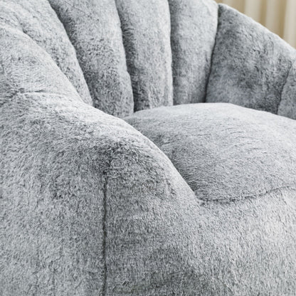 Beanbag chair with armrests in soft grey plush fabric, high-density foam fill on Tampa Home & Garden Store