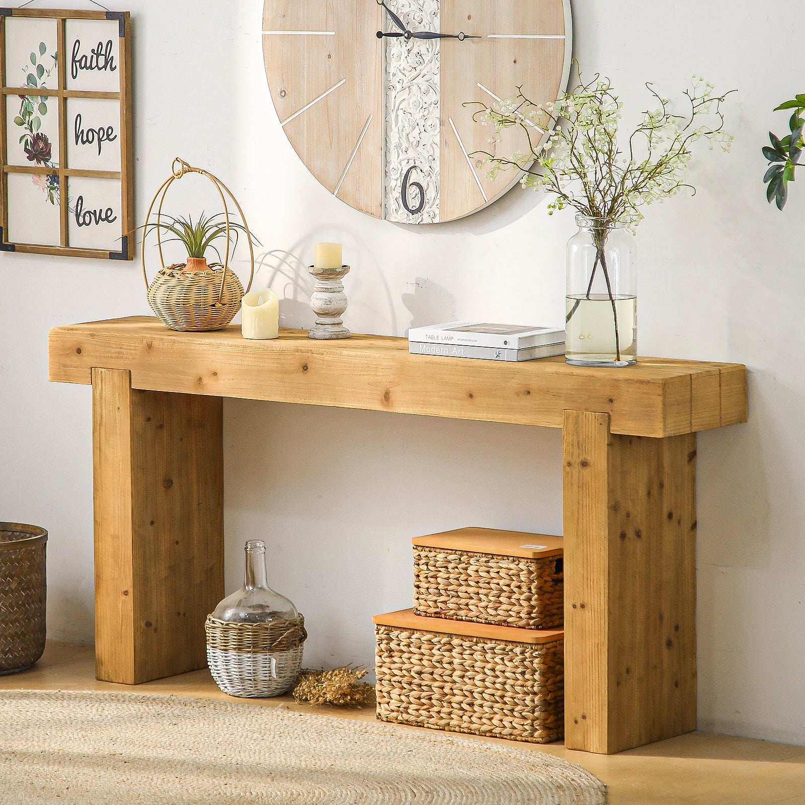 63-inch solid wood console table rustic farmhouse by HouseOfZazla on Tampa Home & Garden Store