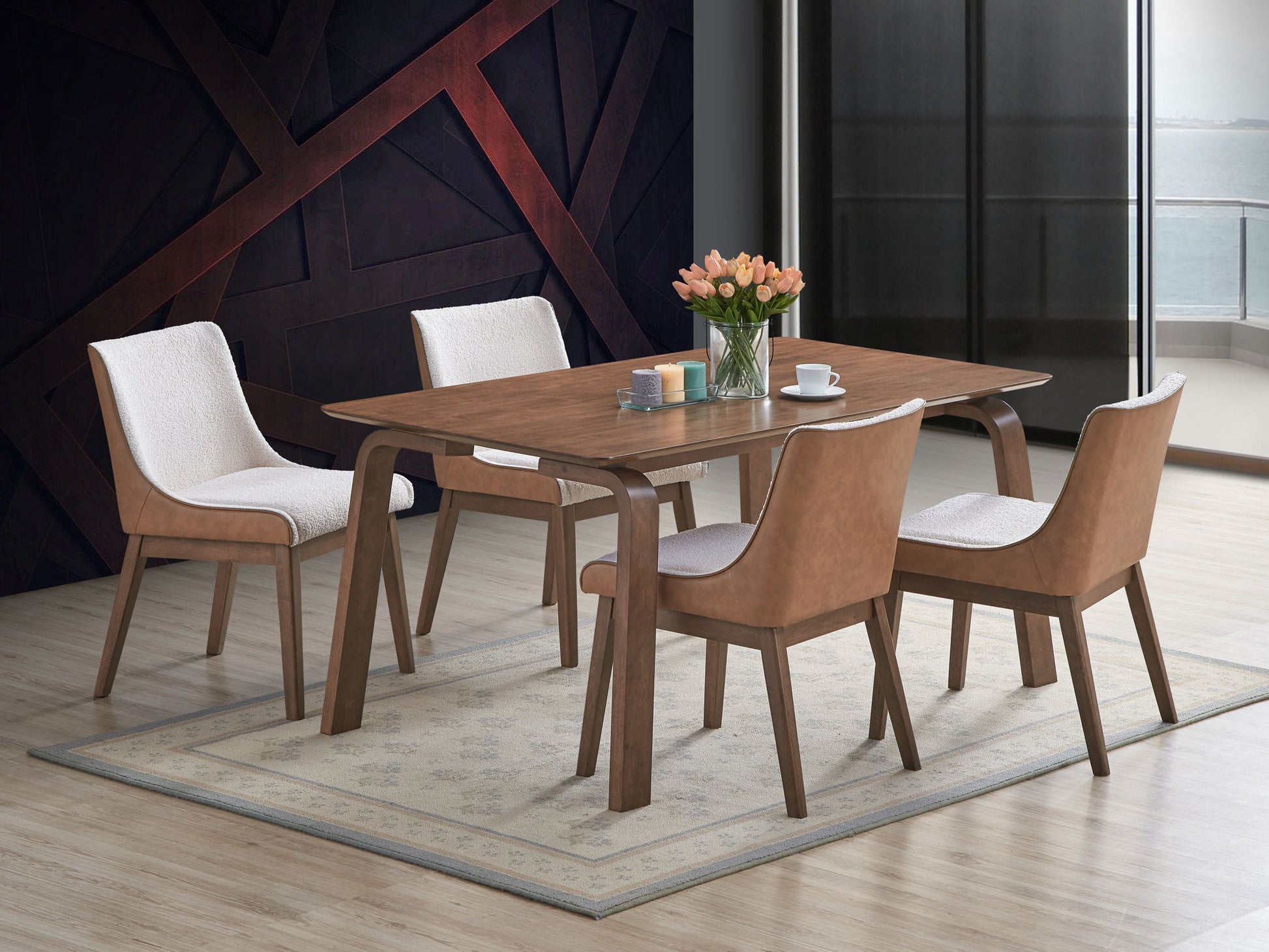 Ginny Walnut Dining Table with walnut finish and matching chairs by HouseOfZazla on Tampa Home & Garden Store