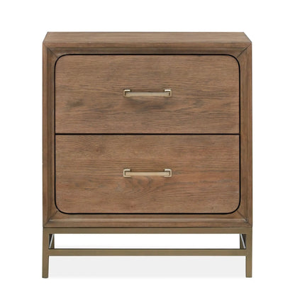 Lindon Drawer Nightstand Belgian Wheat with brass handle by Unique Piece Furniture on Tampa Home & Garden Store