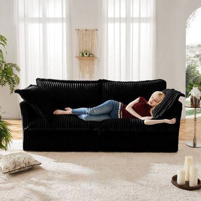 Modern Slipcovered Two Seat Corduroy Sofa