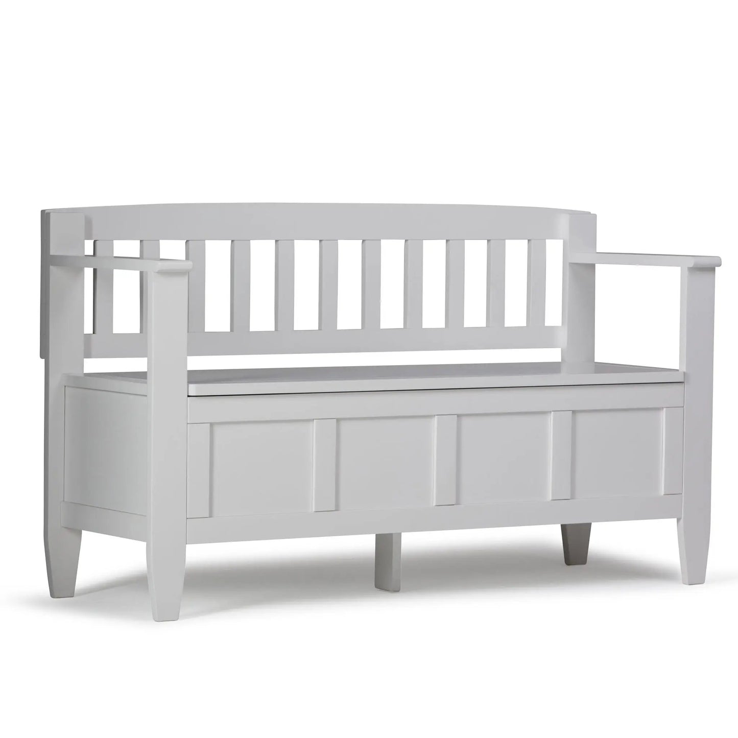 Brooklyn Handcrafted Entryway Storage Bench in white with slatted back and under-seat storage on Tampa Home & Garden Store