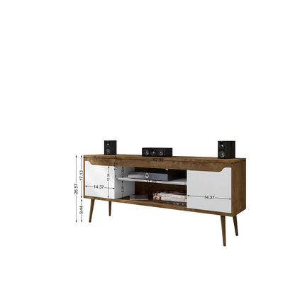 TV stand by HouseOfZazla in a wood finish with white panel doors and concealed storage on Tampa Home & Garden Store