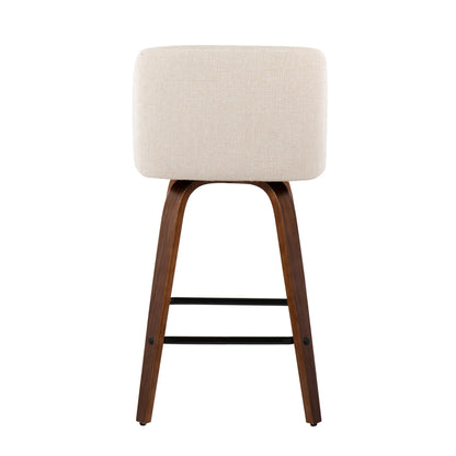 Toriano counter stools beige fabric with curved wood legs and square footrest HouseOfZazla on Tampa Home & Garden Store