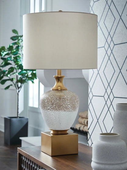 Tavisburg Glass Table Lamp Brown White Gold