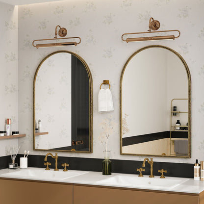 Pair of arched wall mirrors in gold finish with shatterproof glass on Tampa Home & Garden Store