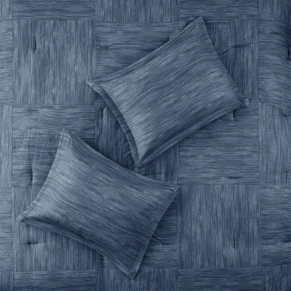 7 Piece Printed Seersucker Comforter Set Navy