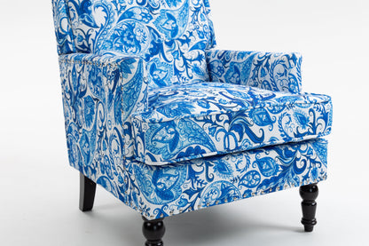 Upholstered Accent Chair HouseOfZazla in blue white porcelain print with nailhead trim Tampa on Tampa Home & Garden Store