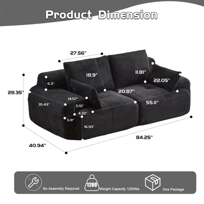2 Seater Large Sectional Sofa by Unique Piece Furniture in dark gray textured fabric, stationary on Tampa Home & Garden Store