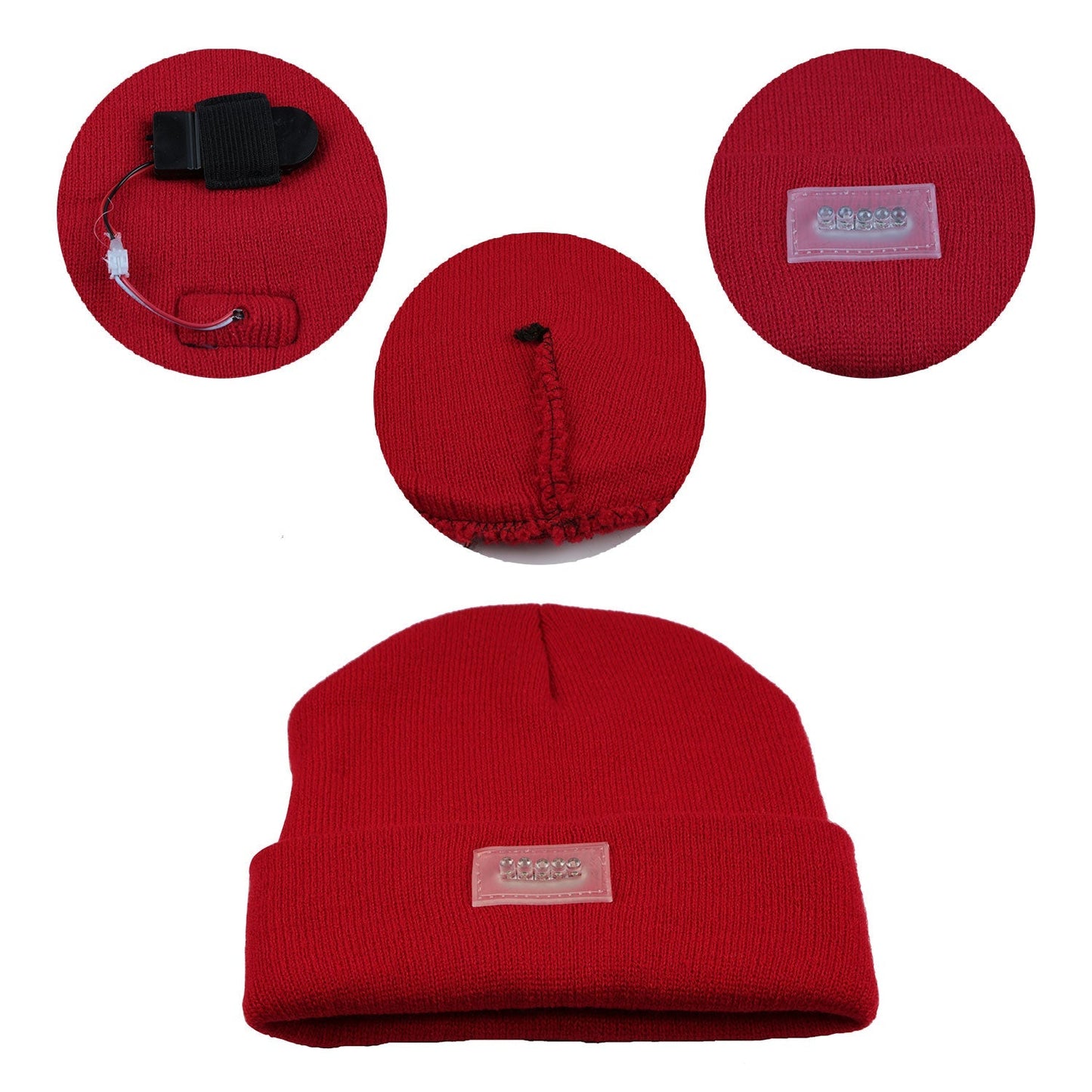 GemGear unisex red knitted beanie with 5-LED headlamp panel for camping and running on Tampa Home & Garden Store