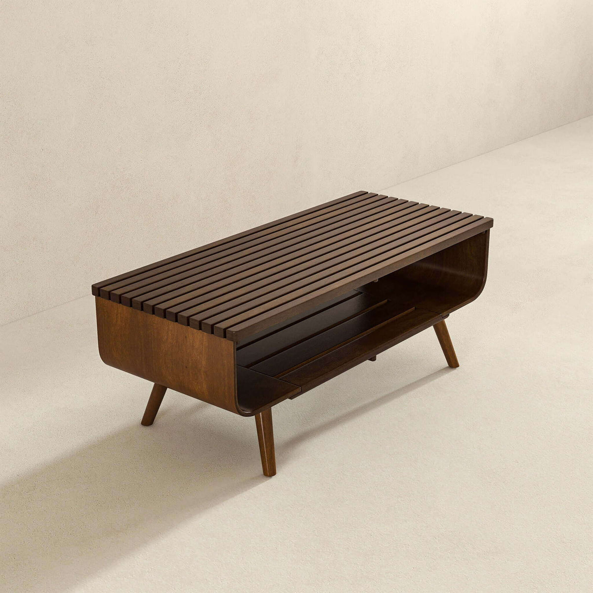 Alice - Mid-Century Modern Table coffee table in walnut with slatted top by HouseOfZazla on Tampa Home & Garden Store
