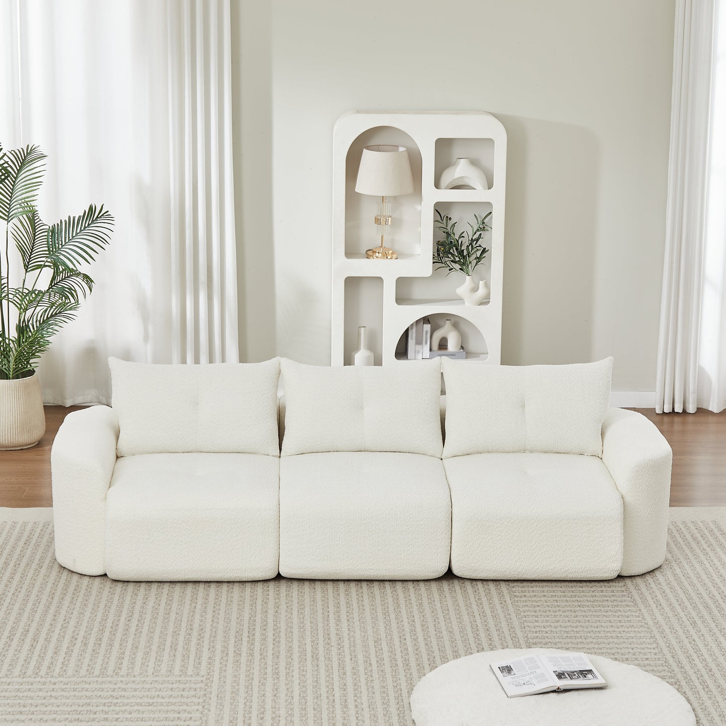 Chenille sofa white 109in modern 3-seater by HouseOfZazla on Tampa Home & Garden Store